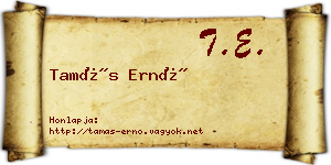 Tamás Ernő névjegykártya